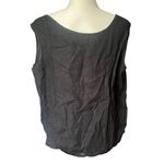 Flax  100% Linen Black Tank Top Button-Front Scoop Neck Large Photo 2