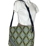 Vera Bradley Messenger Bag Cambridge Pattern Black Green White Adjustable Strap Photo 0