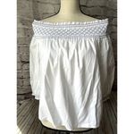Vineyard Vines  Smocked Off‎ Shoulder White Blouse 3/4 Sleeve Women’s Shirt XS Photo 1
