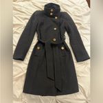 Tahari  Elegant Black Trench Coat with Gold Accents Photo 2