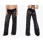 PQ Swimwear PilyQ | Lace Flare Leg Low Rise Swim Cover Up Beach Pants | Small Black Photo 1