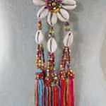 Mia Necklace Tassel Faux Seashells Long Boho Whimsy Colorful Blue Photo 7