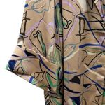 Open Edit  Satin Oversized Camp Button-Up Shirt Color Ivory Birch Grunge Artsy M Photo 5