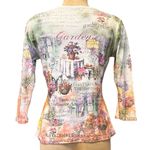 Vintage Y2K Top Long Sleeve Shirt Garden Tee Sequins Bling USA S Small M Medium Pink Photo 2