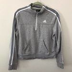 Adidas  Gray Cropped Quarter Zip Pullover Classic Photo 1