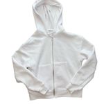 Womens Drawstring Full Zip Up Cropped Hoodie‎ Sweatshirt White Size Small Photo 3