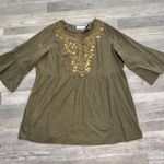 Denim 24/7 Olive Green Top 3/4 Sleeve, Metal Bead Detail F32 Size undefined Photo 0