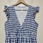 Anthropologie  The Peregrine Midi Dress Blue Gingham Plaid Smocked‎ Maxi Sz S Photo 3