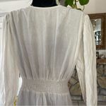 ZARA  linen blend dress long sleeve white ivory size M smocked ruffle Photo 5