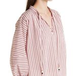 Hugo Boss Bateco Striped Tie Neck Top Red White Womens Size 14 Photo 6