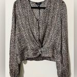 HAVER London size medium animal print top pullover longsleeve snaps at v Photo 0