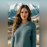 Vintage Silk Mohair Knit Sweater Gallagher Cozy Textured Parisian Boho Romantic Blue Size M Photo 1