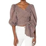 Show Me Your Mumu  Darlene Top Wrap Tie Blouse Brown and White Gingham Size Small Photo 0