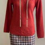 Loft Brown Tan Cream & Orange Plaid Midi Skirt Zip On Side lining SZ 8P Photo 1