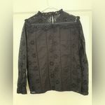 J.Crew Elegant Black Laced Eyelet Women's Flowered Cotton Top. Size-Large Photo 2