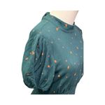 Free People  Green Polka Dot Fit & Flare Mini Dress Size 6 Open Back Puff Sleeve Photo 7