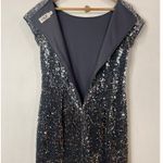 Eliza J Sequin Mini Velvet Sheath Dress Gray 8 Petite Prom Party Cocktail Disco Photo 4