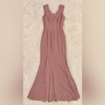 Dress the Population NWOT  Sandra Deep V neck Slit Blush Gown sz S Photo 3
