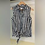Charter Club NWOT  Gingham Tie front collard Tank Size 10 Photo 1