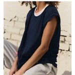 Free People  Ringer Neckline Navy Blue Shirt Photo 1
