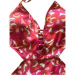 LASCANA For VENUS‎ One Piece Pink Orange Open Back Retro Floral Halter Size 12 Photo 2