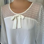 Hinge ‎ Ivory Blouse Swiss Dot Bow Coquette Preppy Photo 1