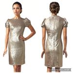 Rene Ruiz Puff Sleeve Sequins Mini Dress Gold 16 Photo 1