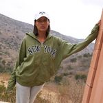 Brandy Melville Women's Green and Khaki Hoodie Photo 0