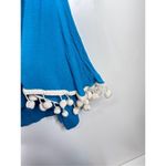 Solitaire  Swim Cover Up Womens Beachy Blue Pompom V Neck Long Sleeve Size Large Photo 4
