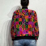 Spenser Jeremy Black Alphabet Silk Vintage Bomber Jacket Sz M Size M Photo 10