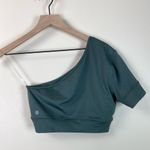 Zella NEW One Shoulder Cropped Short Sleeve Yoga Top | GREEN | Medium Photo 9