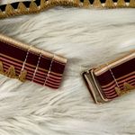 SheIn Brown Tan Red Burgundy Striped Embroidered Boho Triangle Bikini Top Sz S Photo 28