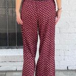 Free People Bohemian Maroon floral print high-waisted wide-leg capri pants sz s Photo 3