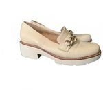 Naturalizer  Beige Leather Loafers with Block Heel and Chain Detail, Size 8 Photo 3