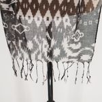 Black White Geometric Print Scarf Ikat Lightweight Fringe Shawl Wrap Boho Indie Photo 1