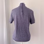 Vintage '00s Koret Purple Metallic Ribbed Short Sleeve Turtleneck Sweater Size M Photo 3