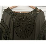 It Girl Women's Small Crochet Blouse Olive Green Beach Cover Up Boho Cropped Top Photo 3