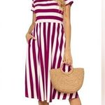 Nordstrom  Red and White Striped Swing Dress Size Small. Photo 0