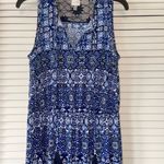 cupio  Maxi Dress Sleeveless V Neck Elastic Waist Blue White Women's‎ Medium Photo 1