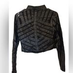 Blanc Noir Genuine Leather Moto Drop Jacket S Black Lace Sheer Panels Photo 1