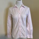 LISSEO Long Sleeve Button Down Shirt Pink White Striped Made in Japan Women's S Photo 1