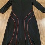 David Meister  Black red stitch detail Knee Length sheath Dress 3/4 Sleeves  10 Photo 0