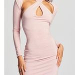 SER.O.YA Lana Dress Set Pastel Pink Halter Long Sleeve Stretch Jersey Large NWT Photo 0
