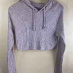 Gymshark  Womens Hooded Cropped Ribbed Knit Sweater‎ Size Medium Beige Streetwear Photo 0