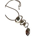 Rose gold and gold toned circle mosaic necklace and stone pendant Photo 2