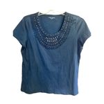 Laura Scott 🔥5/20🔥  Embellished Tee Sz S Black NWT Photo 0