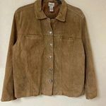 Chico's Womens Size 3 Suede 100% Leather Lined Tan Jacket With Metal Buttons Photo 0