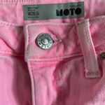 Topshop Womens Jeans Size 28 W28 Moto Neon Pink Raw Hem Straight Leg Cropped Photo 7