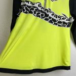 Jamie Sadock Womens Medium 1/4 Zip Top Golf Yellow Dragon Signed Black Stretch Photo 3