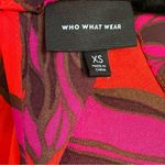 Who What Wear Who what where hot pink red long sleeve floral midi dress size XS puff sleeve Photo 3